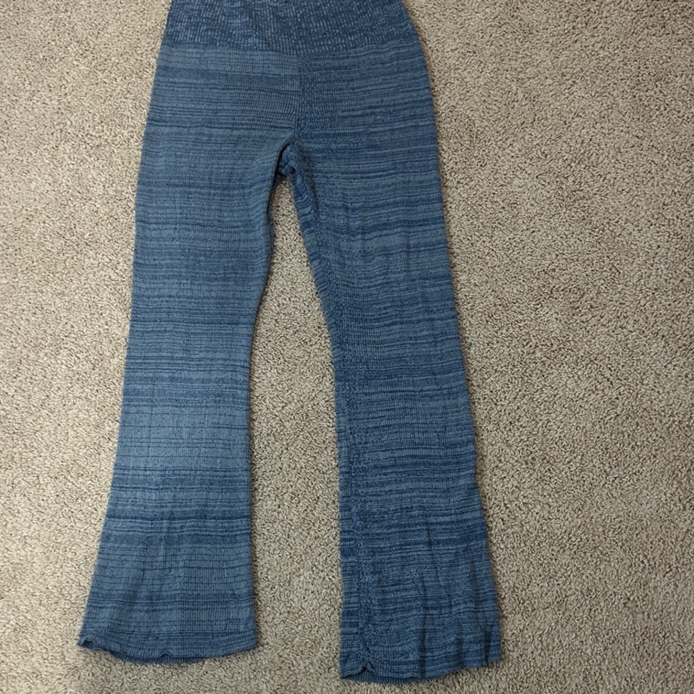 Free People Golden Hour Ribbed Flare Leg Knit Pull-On Pants